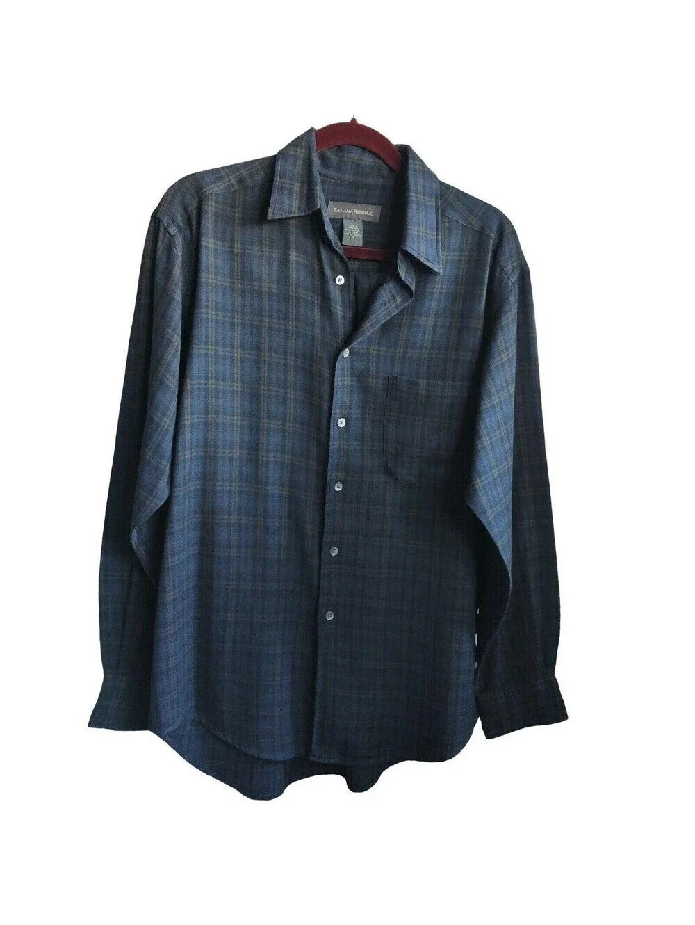 Banana Republic Men's Blue Plaid Button-Up Shirt Size Small